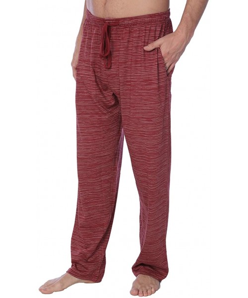 Sleep Bottoms Men's Jersey Knit Pajama Pants Long Lounge Pants Available in Plus Size - Space Dye Maroon - CL199LSKEZ8