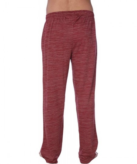 Sleep Bottoms Men's Jersey Knit Pajama Pants Long Lounge Pants Available in Plus Size - Space Dye Maroon - CL199LSKEZ8