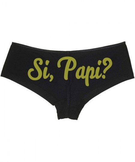 Panties Si Papi Yes Daddy DDLG Spanish Sexy Latina Hot Black Boyshort - Gold - C818NUTXURA