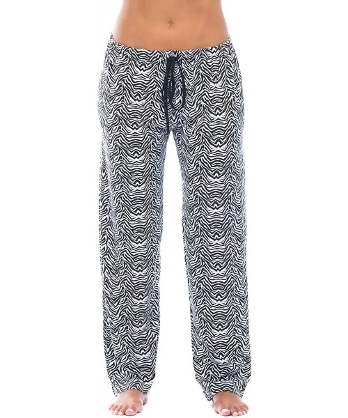 Bottoms Silky Soft Women Pajama Pants with Stretch PJs Sleepwear - Zebrarino Black - CK12O3SI1JQ