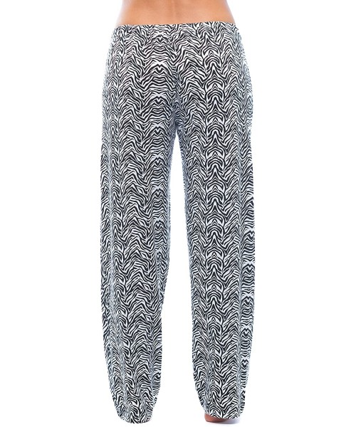 Bottoms Silky Soft Women Pajama Pants with Stretch PJs Sleepwear - Zebrarino Black - CK12O3SI1JQ