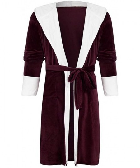 Robes Womens Bathrobe with Hood Plush Fleece Robe Warm Bathrobe Comfortable Robe Pajamas Shawl Classic Home Clothes Red - CV1...