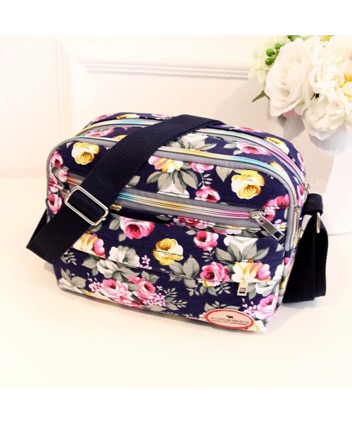 Robes Women Floral Shoulder Bag Crossbody Purse Travel Handbags Messenger Zipper Bags Cosmetic Bag With Adjustable Strap Blue...