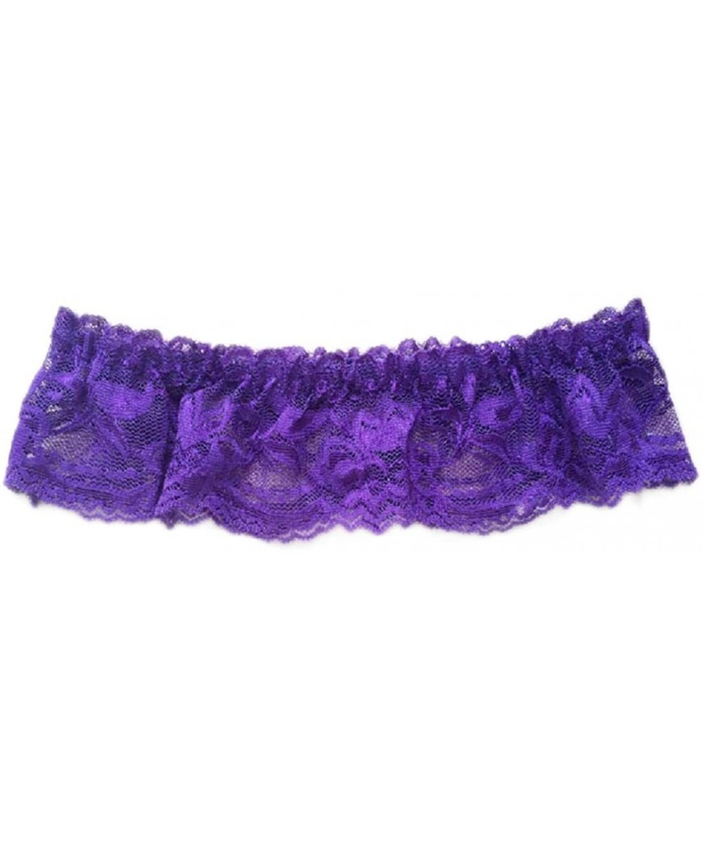 Garters & Garter Belts Sexy Women Girl Lace Floral Bowknot Wedding Party Cos Leg Garter (Black) - Purple - CR12MSQJN7B