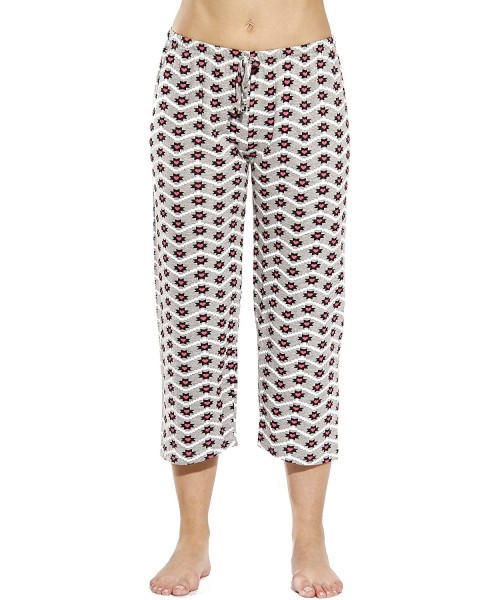 Bottoms 100% Cotton Women Pajama Capri Pants Sleepwear - Hearts / Chevron - CO12O0KAFRQ
