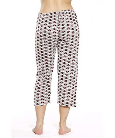Bottoms 100% Cotton Women Pajama Capri Pants Sleepwear - Hearts / Chevron - CO12O0KAFRQ