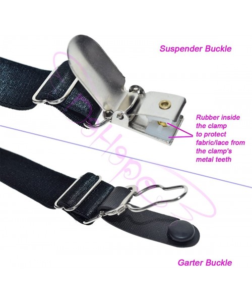 Garters & Garter Belts Stocking Clip Garter Straps Adjustable Suspender Accessories for Hosiery - Black With 1 Garter Buckle ...