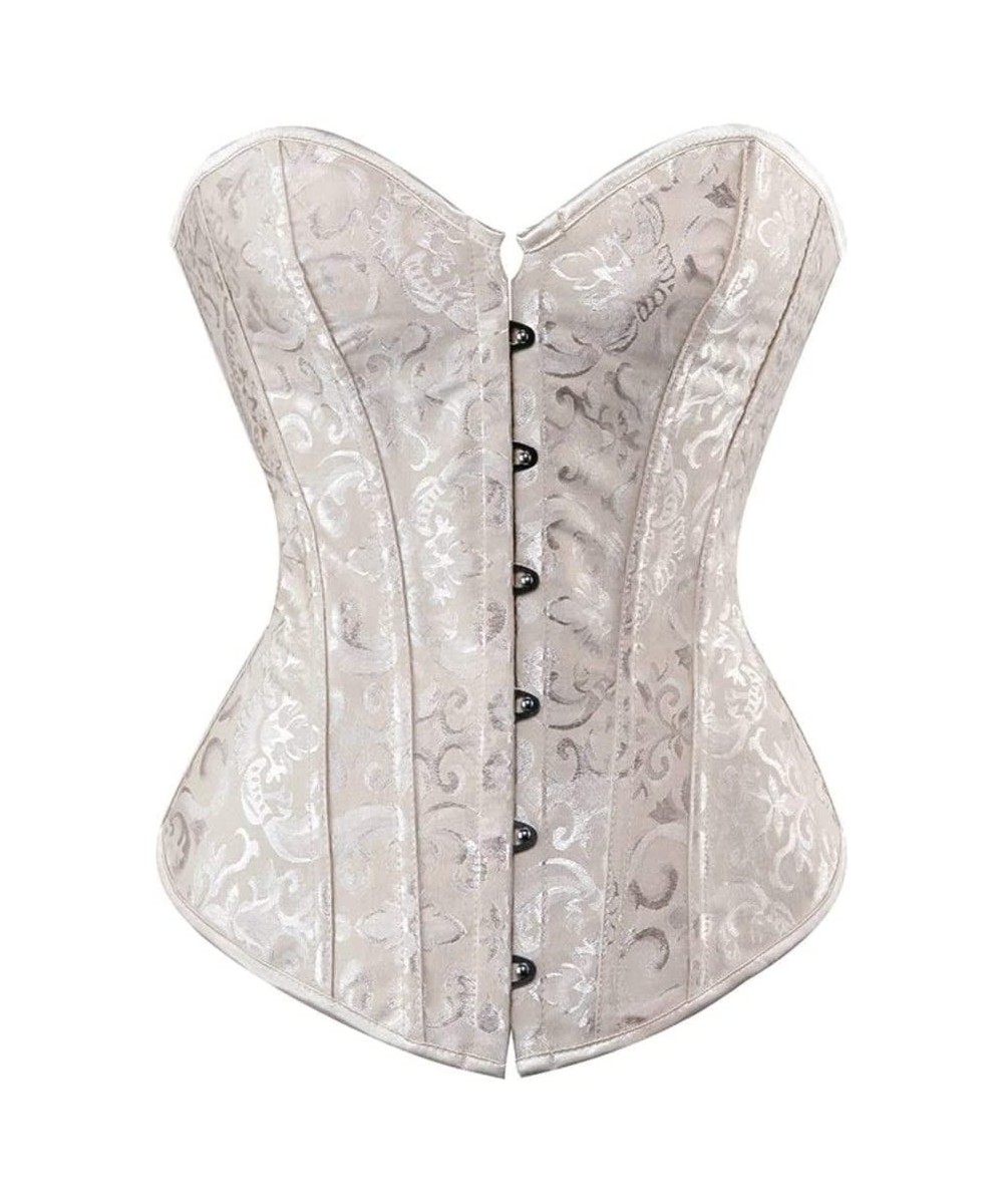 Bustiers & Corsets Women White Bridal Wedding Corsets and Bustiers Top Corselet Overbust Lingerie Cupless Corset Push Up Wais...