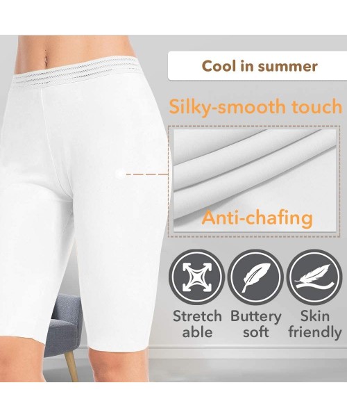 Shapewear Womens Lace Slip Shorts for Under Dresses Short Leggings Mid Thigh Stretchy Undershorts - Flat Edge - White - CA19C...