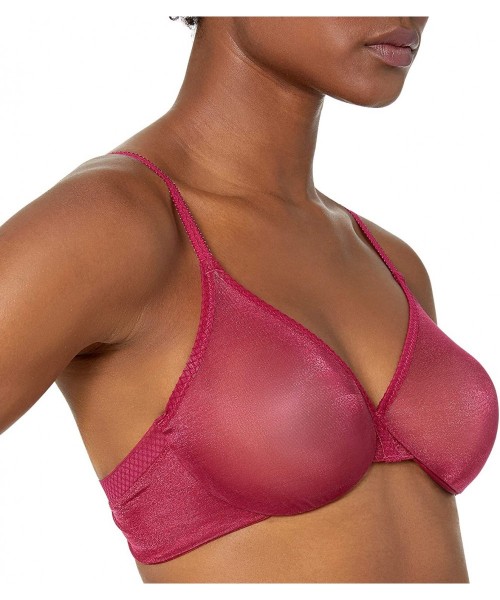 Bras Women's Glossies Sheer Moulded Bra - Everyday Basic Convertible Straps Pink (Paradise Pink) 36D - Berry Burst - CP18LS3Y0Q3
