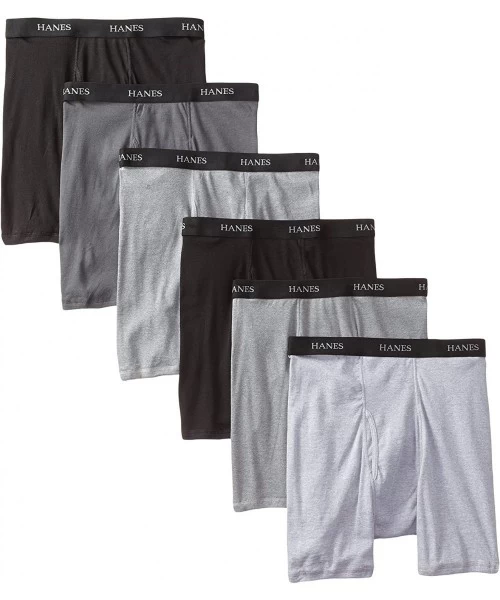 Boxer Briefs Men's 6-Pack Classics Boxer Brief Bonus Pack - Black/Grey - C511BDJHTY9
