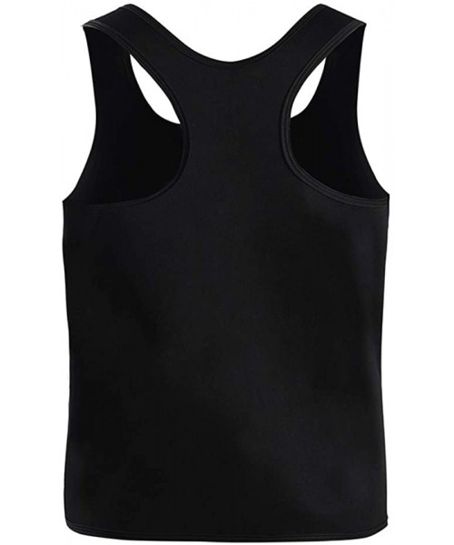 Shapewear Mens Compression Shirt Slimming Body Shaper Vest Waist Trainer Workout Tank Tops Support Undershirts - Black - CA19...