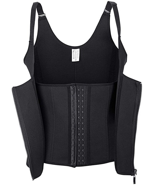 Shapewear Waist Trainer Vest for Women Hourglass Cincher with Adjustable Straps Corset Zipper Vest - Black - CL18NMR7UNL