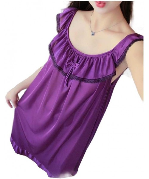 Nightgowns & Sleepshirts Womens Cute Baggy Style Sleeping Dress Sling Sleep Tee Lace Sleepwear - As5 - CZ19E7NSNXH