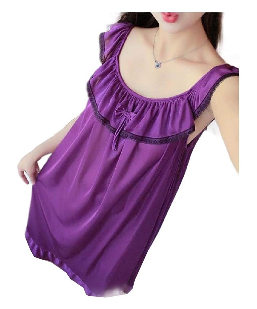 Nightgowns & Sleepshirts Womens Cute Baggy Style Sleeping Dress Sling Sleep Tee Lace Sleepwear - As5 - CZ19E7NSNXH