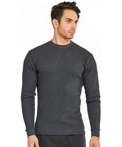 Thermal Underwear Men's Classic Waffle-Knit Heavy Thermal Top - Charcoal - CZ18NL6S9OW