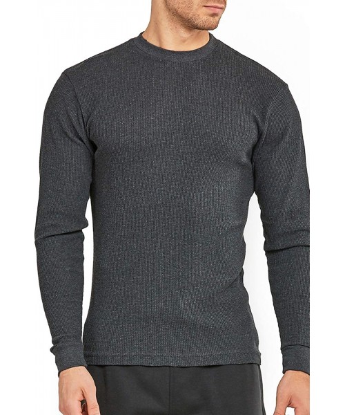 Thermal Underwear Men's Classic Waffle-Knit Heavy Thermal Top - Charcoal - CZ18NL6S9OW