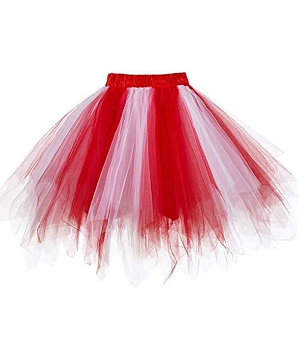 Slips Women's Puffy Tutu Layered Tulle Petticoat Skirt for Party Short Vintage Ballet Bubble Dance Skirts - L - 1 - CS193EDKRSH
