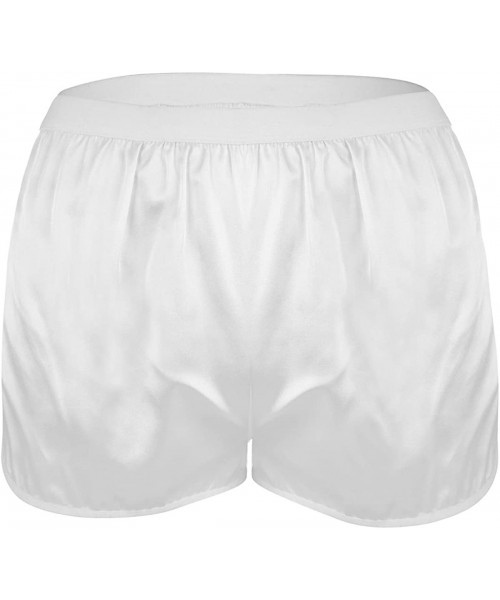 Boxers Men's Silk Satin Causal Gym Sports Exercise Loose Boxer Shorts Summer Swim Trunks Hot Pants - Ivory - CW18KQMZZL0