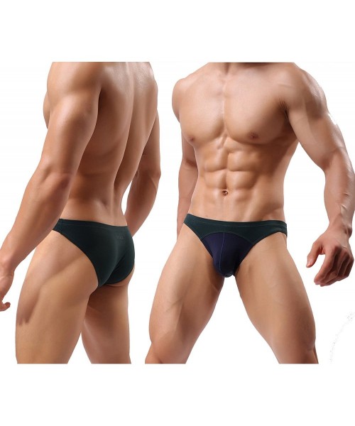 Briefs Mens Color Wide Belt Soft Briefs Fashion Sexy Small Mesh Underwear - Green - CB18CC3D25U