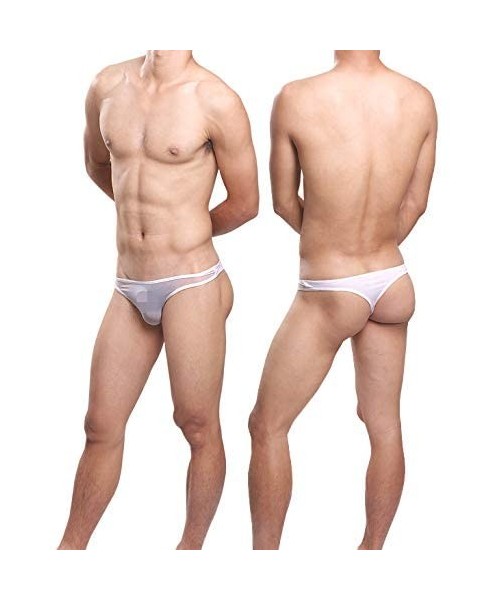 G-Strings & Thongs Men's Thongs Underwear T-Back See Through Mesh Bikini Underwear - Black-blue-gray-white - CE18ZX8OUZE
