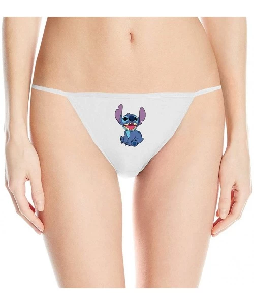 Panties Lilo and Stitch Women's Cotton Underwear Sexy Low Waist G-String Thong Panty - White - CS1948YYLCS