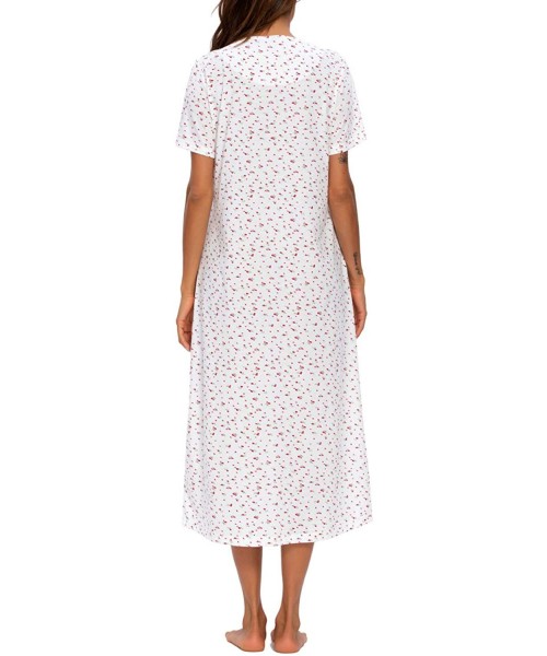 Nightgowns & Sleepshirts Nightgown Womens Cotton Nightshirt Short Sleeve Lightweight Sleepwear Dress - B_white - CZ19CD2IK7Z