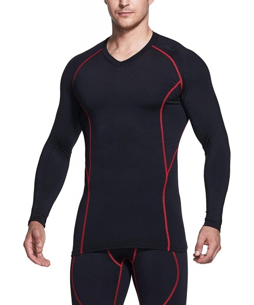 Thermal Underwear Men's Thermal V-Neck Long Sleeve Compression Shirts- Athletic Base Layer Top- Winter Gear Running T-Shirt -...