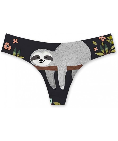 Panties Sexy 3D Animal Cat Dog Printed G String Panties for Women Underwear - Sloth 3 - C618TD7R3YO