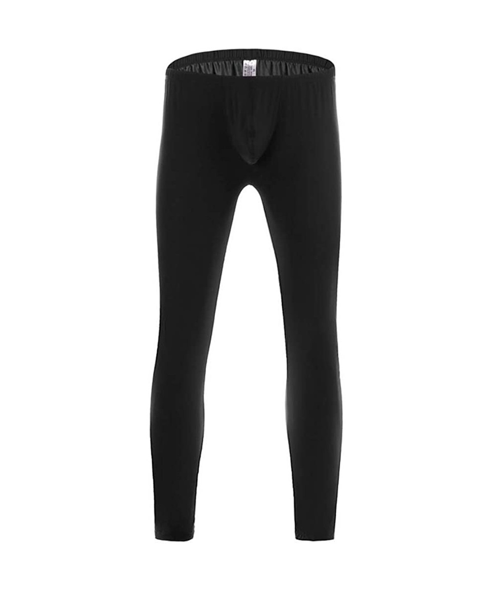 Thermal Underwear Men's Sheer Smooth Low Rise Bulge Pouch Pants Underwear - Black - CD18YKO0U67