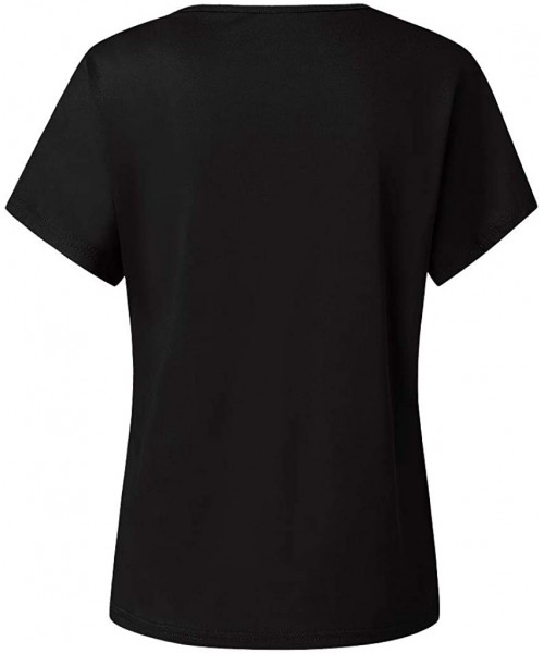Tops Cross Shoulder T-Shirt- Ladies Casual Irregular Short Sleeve Blouse top - G-black - CV1944RUNE2