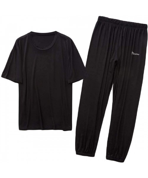 Sleep Sets Men Thin Nightwear 2-Piece Lounger Modal Summer Long-Pants Sleepwears - 5 - C219DZDM4U7