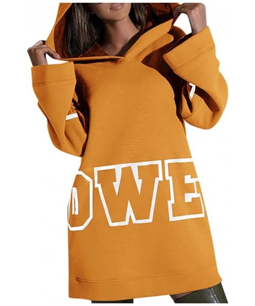 Thermal Underwear Women Cat Print Hoodie Plus Size Long Sleeve Hooded Sweatshirt Long Top - Yellow - CP192ZN74X2