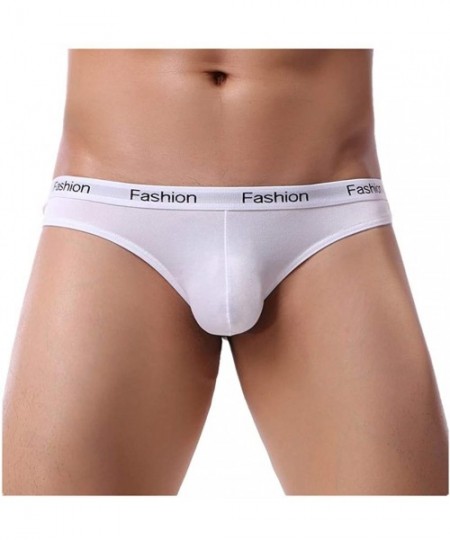 Boxer Briefs Men's Lingerie Men Elastic Underwear Boxer Briefs Shorts Bulge Pouch Soft Underpants - Z15 White - C918A708LC6