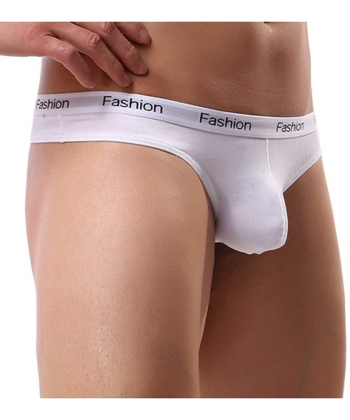 Boxer Briefs Men's Lingerie Men Elastic Underwear Boxer Briefs Shorts Bulge Pouch Soft Underpants - Z15 White - C918A708LC6
