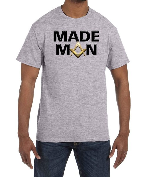 Undershirts Man Square & Compass Masonic Men's Crewneck T-Shirt - Sport Grey - CS1853QE7M7