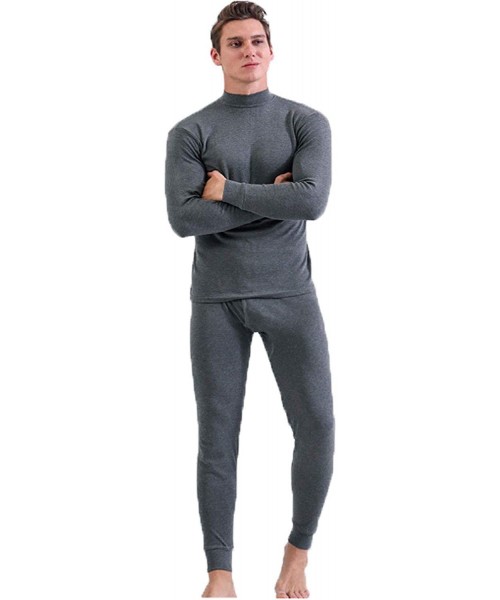 Thermal Underwear Men's Thermal Underwear Set Fleece Lined Winter Warm Long Johns Base Layer Top & Bottom for Men (L-Dark Gre...