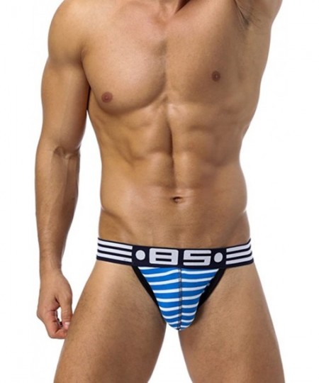G-Strings & Thongs Jockstraps for Gay Men- Men's Sexy Mesh Sameless Underwear Jock Straps for Sex - Blue - CZ18D3Z8OAL