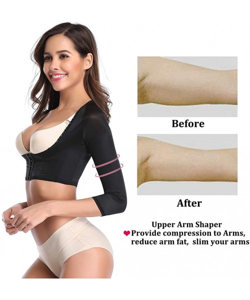 Shapewear Arm Shapers for Women Compression Sleeves Posture Corrector Shapewear Tops Bra Support Vest - Black-1 - CJ18NU6RUT3