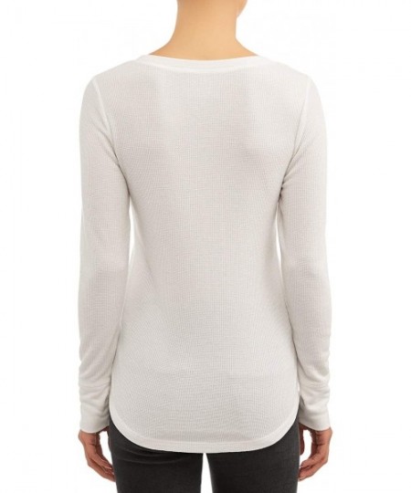 Thermal Underwear Womens Long Sleeve Thermal Henley - Winter White - C218YLXNO3W