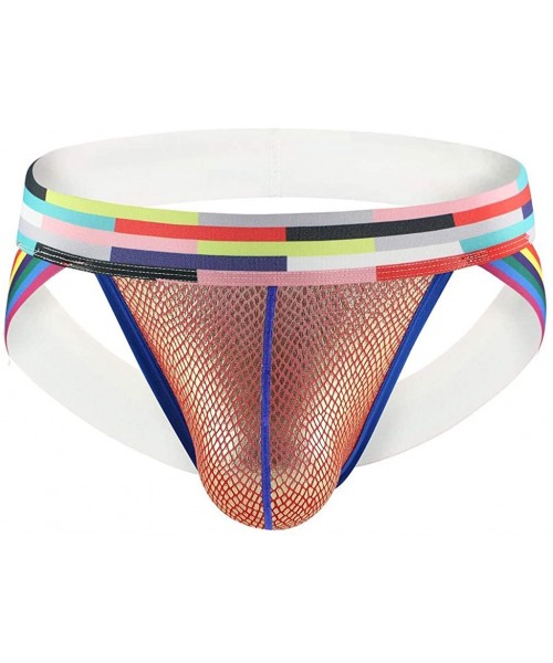 Briefs Flash Scale Bulge Pouch Jockstrap for Men- Colored Waistband Underwear Athletic Supporter Thongs Fashion Bikini - Blue...