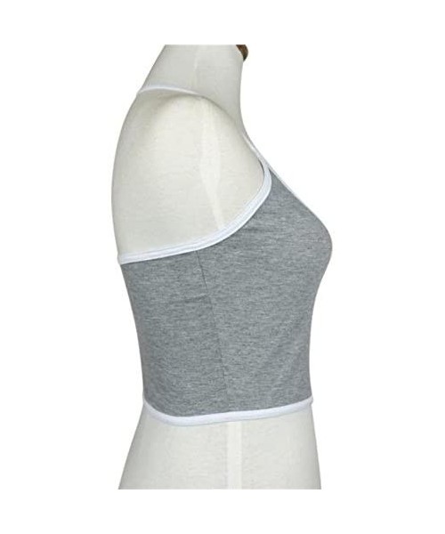 Bras Women Sexy Boho Tank Bustier Bra Vest Crop Top Bralette Blouse Summer Cami Tee Shirt (S Gray) - Gray - C318ED4HAY2