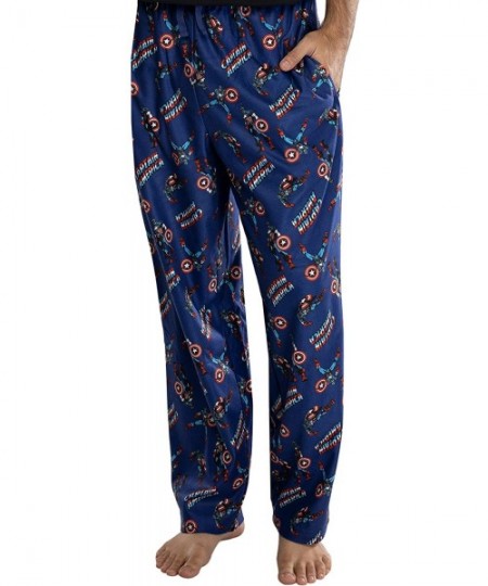 Sleep Bottoms Marvel Men's Captain America Retro Allover Print Loungewear Pajama Pants - CC192L7057I