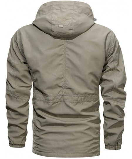 Thermal Underwear Men's Windproof Parka Breathable Mesh Lining Climbing Outdoor Jacket Hooded Windbreak Coat Khaki - CG18A7M20WT