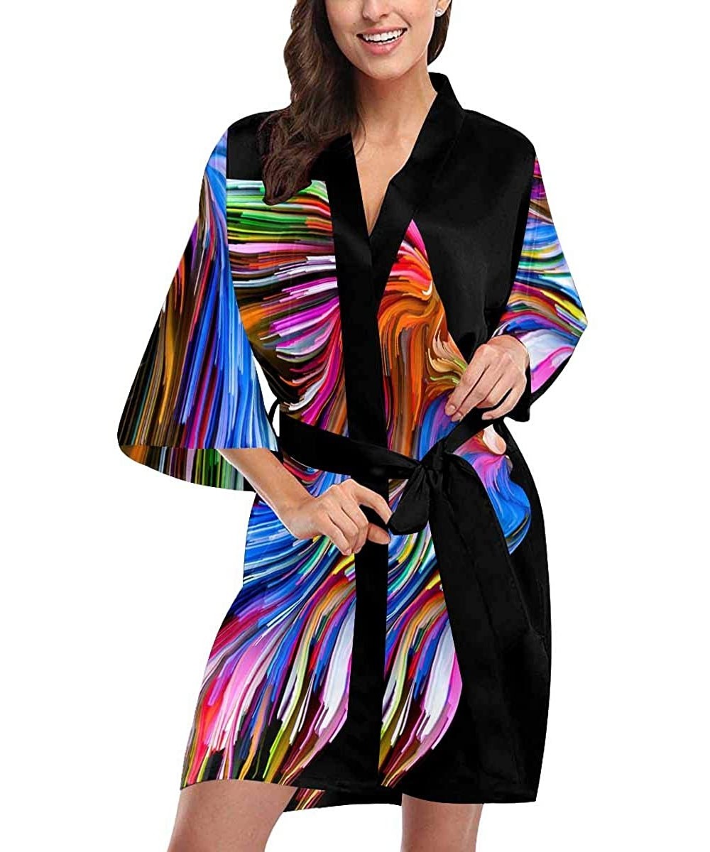 Robes Custom Colored Beautiful Face Women Kimono Robes Beach Cover Up for Parties Wedding (XS-2XL) - Multi 1 - C5194USI9WK