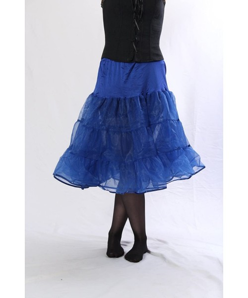 Slips Tea Length 25" Women Petticoat Nylon Yoke Underskirt for Vintage Dresses- Poodle Skirts- or Rockabilly - Royal Blue - C...