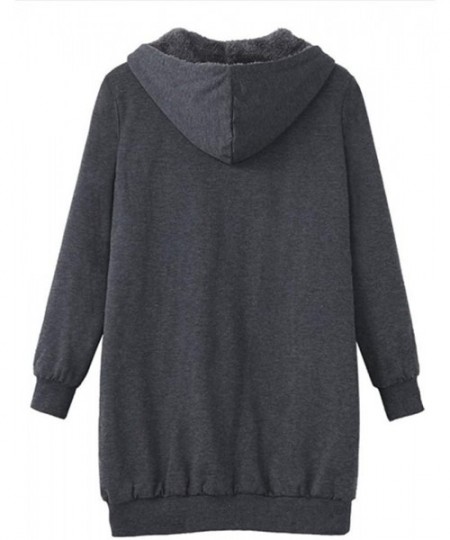 Tops Fleece Jacket Warm Thick Plush Hooded Sweatshirt Sherpa Coat Shaggy Sweater Shealing Fluffy Hoodie Winter - Gray - CK192...