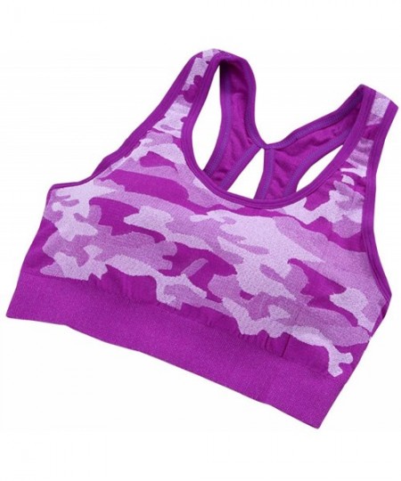 Bustiers & Corsets Women Stretch Workout Tank Top Seamless Fitness Yoga Padded Sports Bra Running Vest Underwear - Purple - C...