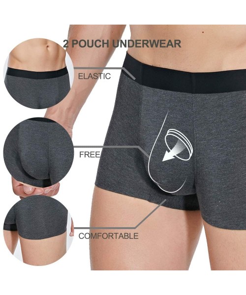 Trunks Men's 4 Pack Underwear Micro Modal Separate Pouches Trunks with Seamless - B - CS18IGS7R60