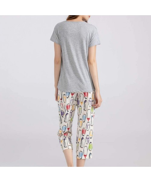 Sets Women's Sleepwear Tops with Capri Pants Pajama Sets - Penguin - CW18Q8KWOAX
